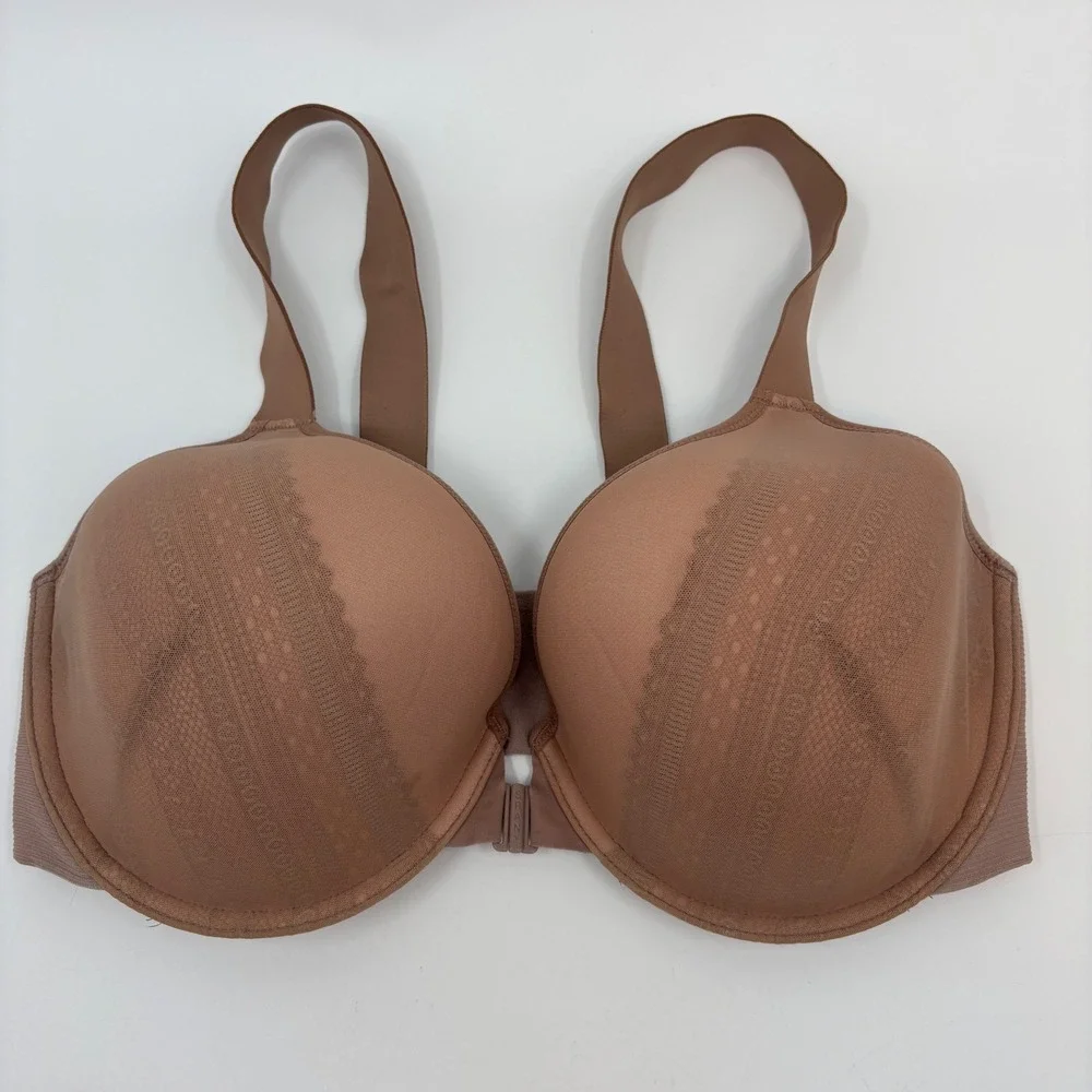 Spanx Bra-llelujah Full Coverage Bra Women 38DD Tan Front Closure Underwire